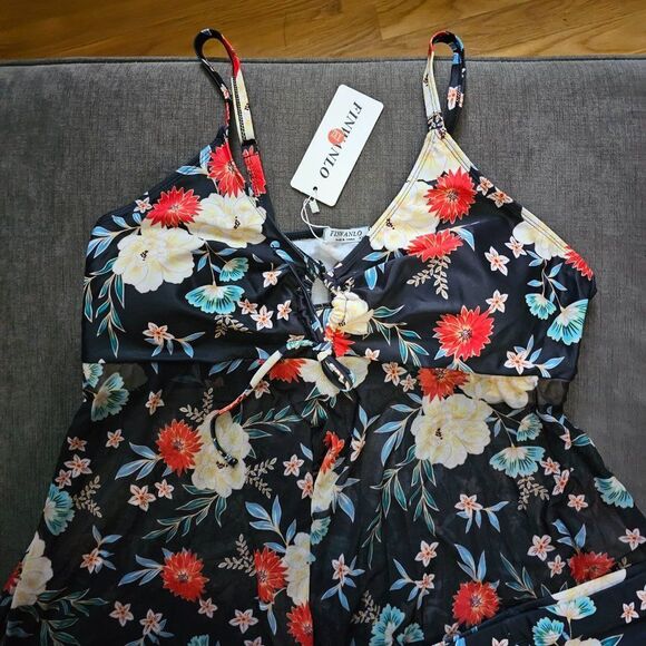 Finwanlo Womens Two Piece Swim Dress Mesh Tankini Top & Bottom Shorts Size XXL - Picture 7 of 14